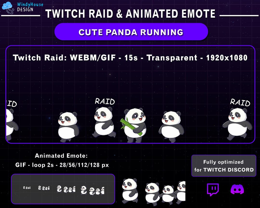 Animated Cute Panda Twitch Raid Alert, Adorable Cute Panda Alert ...
