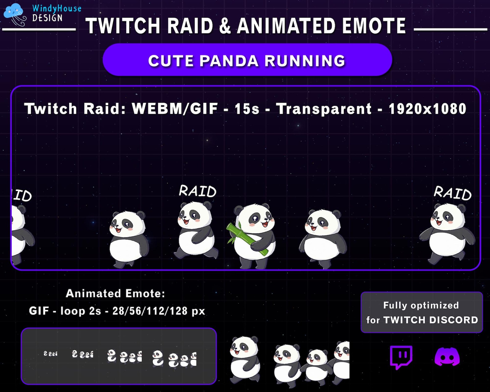 Animated Cute Panda Twitch Raid Alert, Adorable Cute Panda Alert ...