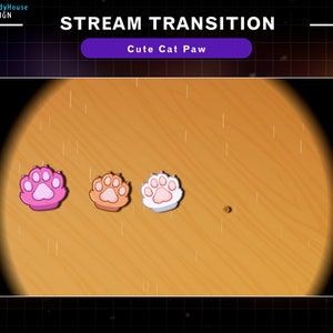 Animated Stream Transition Paw Cat, Paw Cat Twitch OBS Scenes Stinger, Twitch Transition