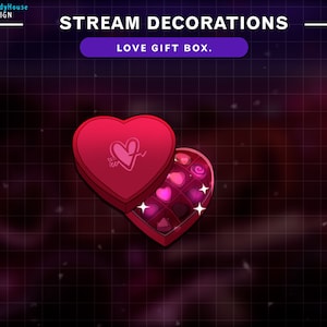 May include: A red heart-shaped box with a smaller heart design on the lid. The box is open and reveals a variety of small, colorful candies inside. The box is against a dark, grid-like background.