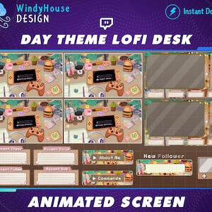 Cozy Twitch Overlay Stream Package, Lofi Desk Twitch Overlay, Coffee Theme Overlay For Twitch
