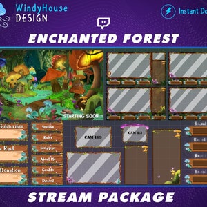 Enchanted Forest Animated Stream Package | Fairy Land Twitch Overlay for Streamers & Vtubers