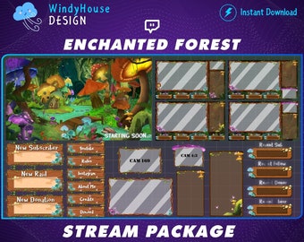 Enchanted Forest Animated Stream Package | Fairy Land Twitch Overlay for Streamers & Vtubers