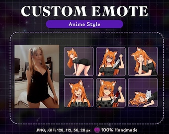 Custom Twitch Emotes, Chibi - Anime Style Stream Emotes, animals Emote for Streamer