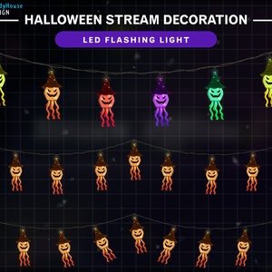 Ghost Twinkle Lights Twitch Stream Decoration, Ghosts, Pumpkins, Spiders, Cute, Halloween Twitch Overlay, Graphics For Streamer