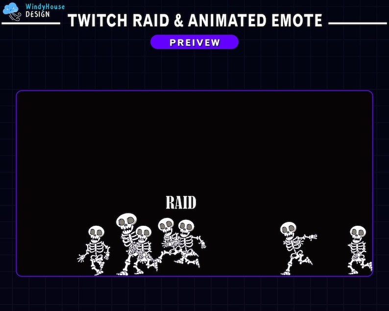 Animated Skeletons Running Twitch Raid Alert Pack, Skeleton Emotes for ...