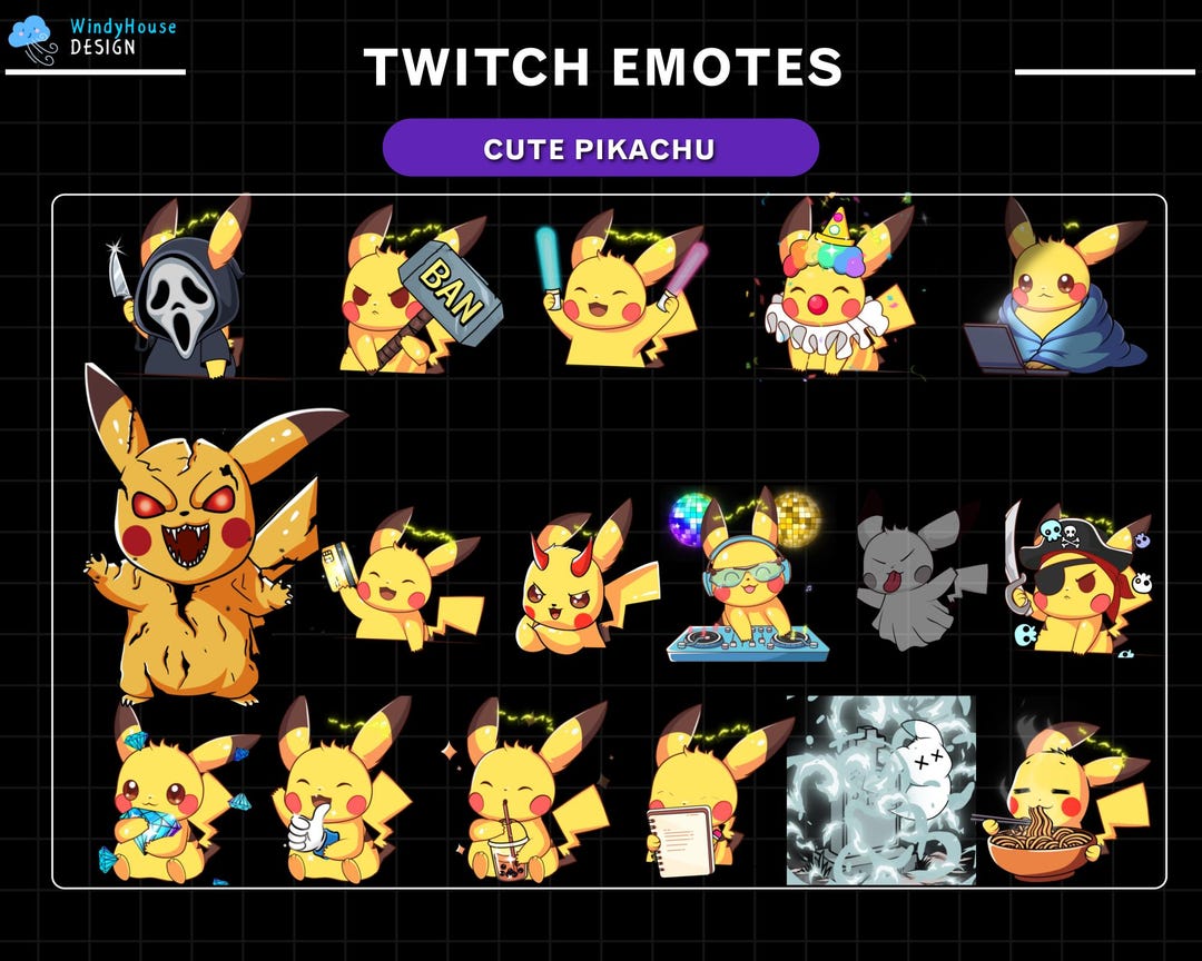 Animated Twitch Package Pikachu Emotes, Stream Decoration, Pikachu ...