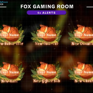 Cozy Fox Twitch Alerts, Animated Woodland Stream Alerts, Whimsical Forest Vibes, Vtuber & Streamer Twitch Alerts