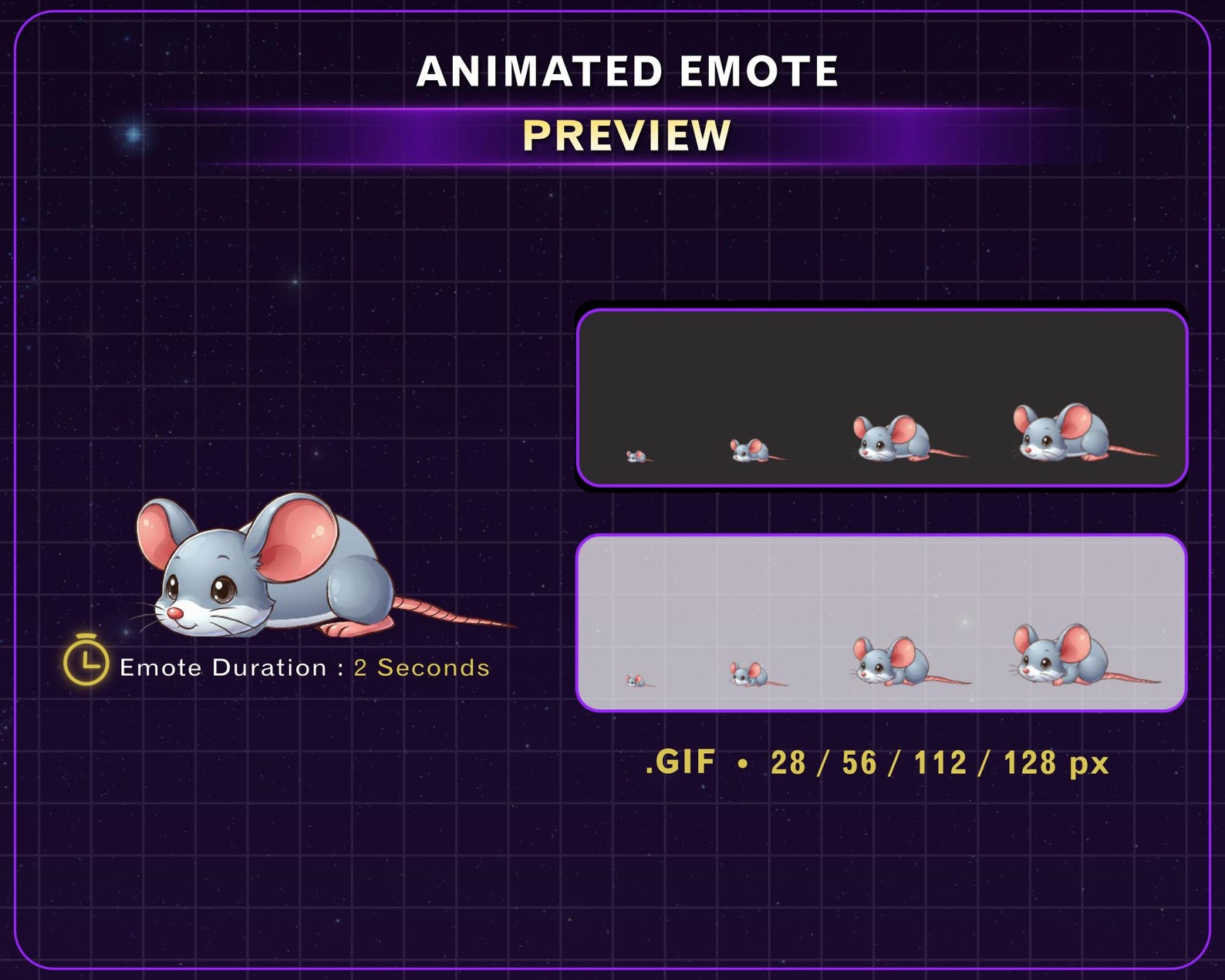 Mouse Emotes Animated Mouse Running Twitch Emote, Cute Mouse Stream Emote for Twitch ...
