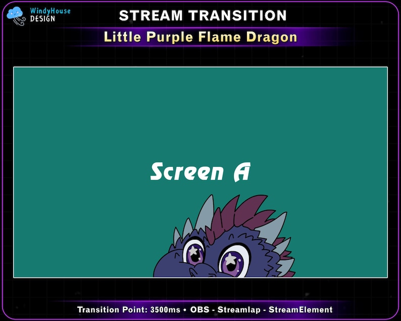 Animated Little Dragon Flame Purple Stream Transition, Cute Dragon ...