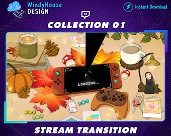 Animierter Lofi Schreibtisch Twitch Stinger Übergang, Twitch OBS Scenes Stinger 01, Streamlabs Szenenübergang