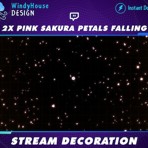 2x Animated Stream Decoration Pink Sakura Falling, Cherry Blossom twitch Overlay, Spirit Flower Petal, Kawaii Twitch Overlay