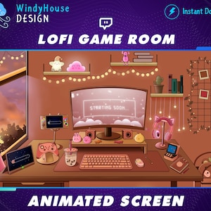 Animated Cozy Gaming Room Twitch Stream Screens, Aesthetic Gaming PC Room  Twitch Overlay, Milk Tea, Brown Room, Cute Kawaii Gamer Play