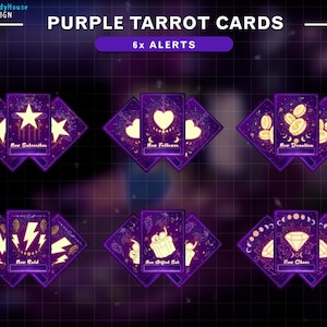 Alerty Twitch Purple Tarrot Card, Alerty Stream Elements, Alerty Celestial Witchy Aesthetics, Alerty Twitch, Alert Twitch, Alerty Streamingowe