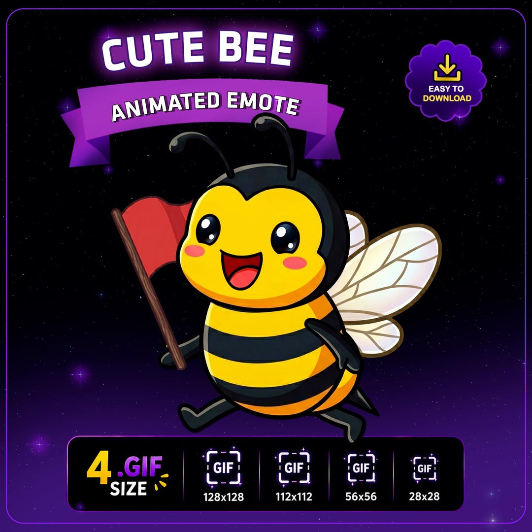 Cute Bee Raid Animated Twitch Emote, Funny Bee Stream Emotes for Twitch ...