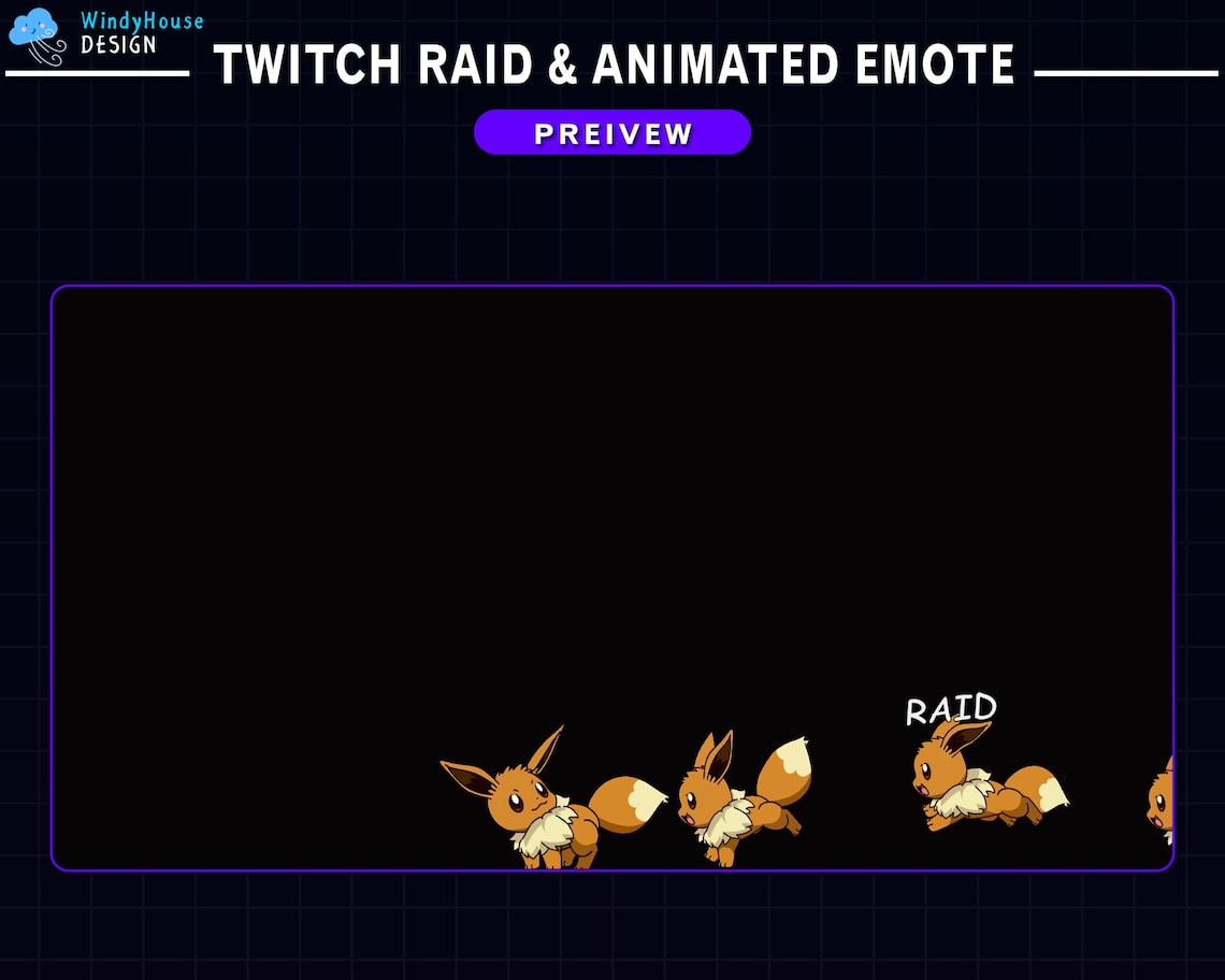 Animated Eevee Running Twitch Raid Alert, Cute Eevee Twitch Emote, New ...
