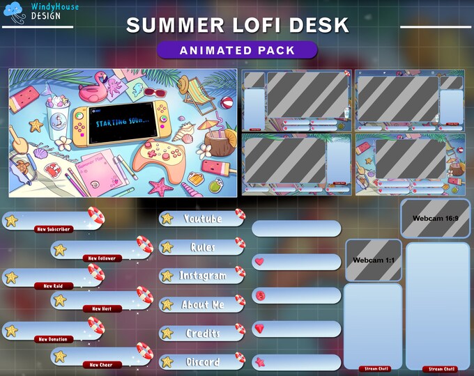 Animated Twitch Overlay Cozy Lofi Desk Stream Screen, Lofi Desk Stream ...