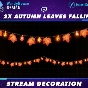 2x Animierte Herbstblätter Lichter Stream Dekoration - Ahornblatt Overlay / Twitch Overlay / Add-on für Ihren Stream
