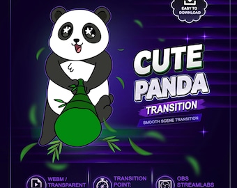 Cute Panda Stinger Transition, Panda Twitch Stream Transition, Twitch Scene Transition for OBS Streamlap Streamer Vtuber