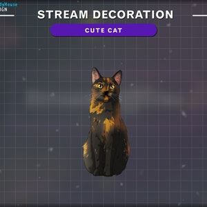 Animated Cute Cat Stream Decoration, Black Cat Twitch, Stream Add-on Twitch Overlay...