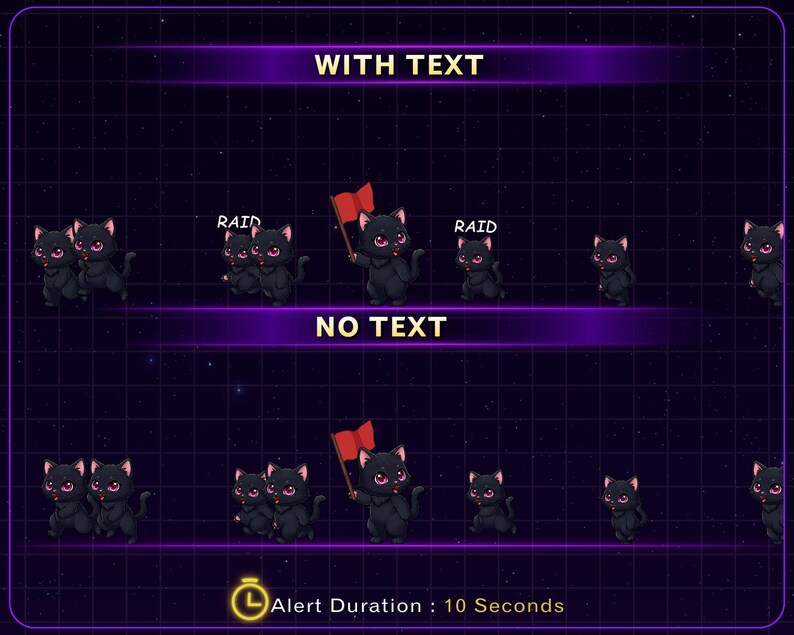 Animated Black Cat Twitch Alerts, Cat Stream Alerts Bundle, Cute Cat ...