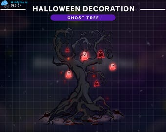 Animated Ghost Tree Stream Decoration for Halloween Twitch Overlay, Spooky Overlay...