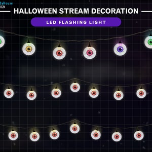 Eyes Twinkle Lights Stream Decoration for Twitch with Ghosts, Pumpkins, Spiders, Cute, Halloween Twitch Overlay