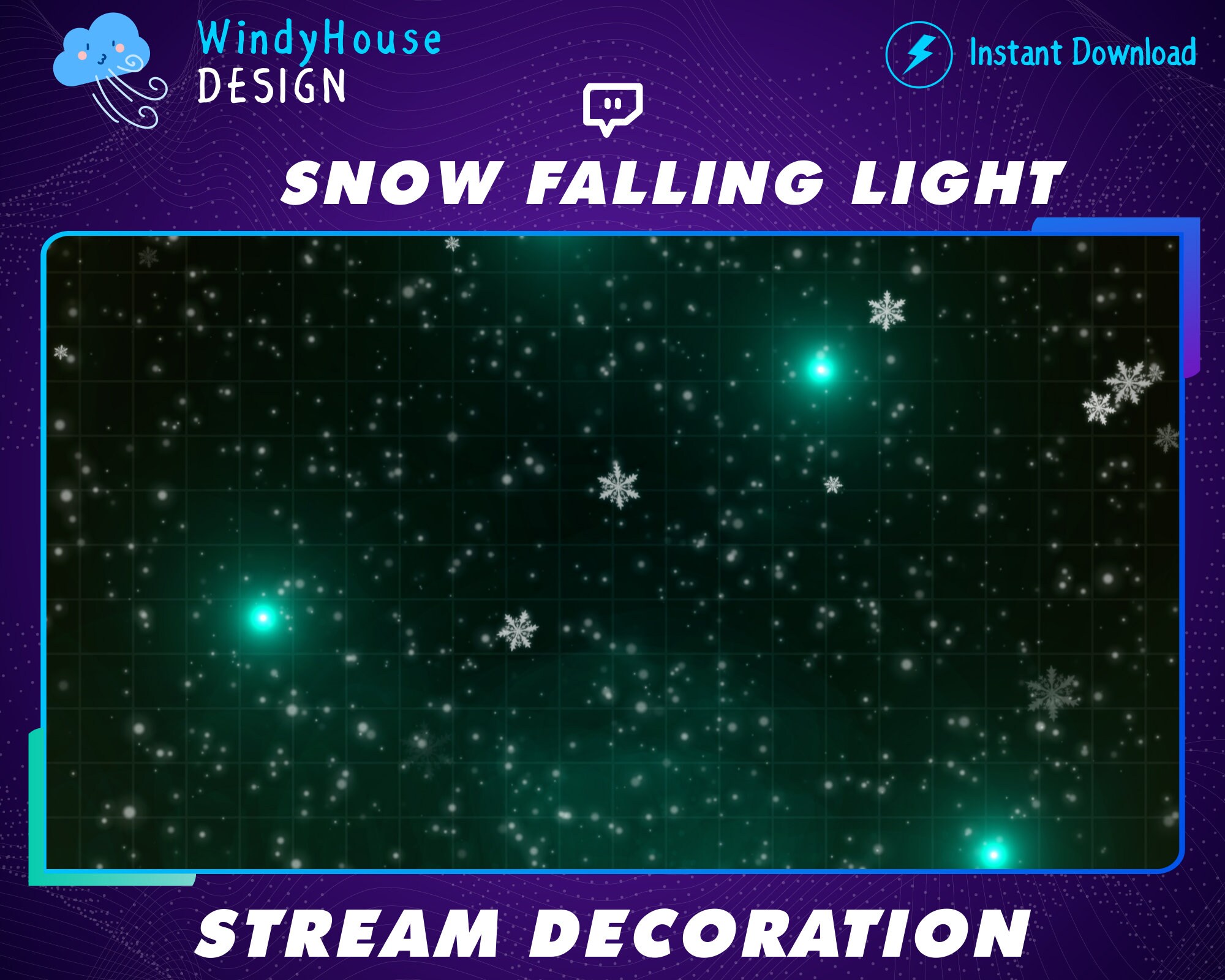 Snow Falling Light Twitch Stream Decoration, Snowfall Animated Overlay ...