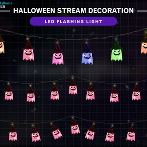 Ghost String Lights Twitch Stream Decoration, Halloween Lights Stream Decoration