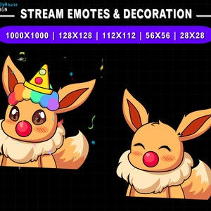 Animated Twitch Emote Eevee Clown, Cute Eevee Twitch Emotes, BAN Emotes For Youtube, Discord, Kick