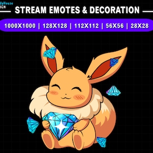 Animated Twitch Emote Eevee Diamond, Eevee Twitch Emotes, Cute Emotes For Youtube, Discord, Kick overlay