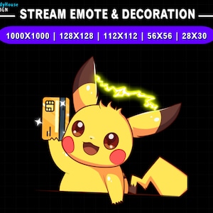 Animiertes Pikachu Kreditkarten Twitch Emote, Pokemon Stream Emote, Discord Emote, Stream Dekoration