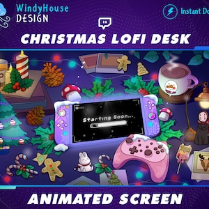 Animated Cozy Winter Twitch Stream Screen, Cute Christmas Setup Twitch Overlay, Lofi Desk, Holiday, Kawaii, Youtube, Custom, Scene