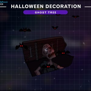 Animated Cute Zombie Stream Decoration for Halloween Twitch Overlay, Spooky Overlay...