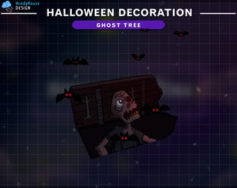 Animated Cute Zombie Stream Decoration for Halloween Twitch Overlay, Spooky Overlay...
