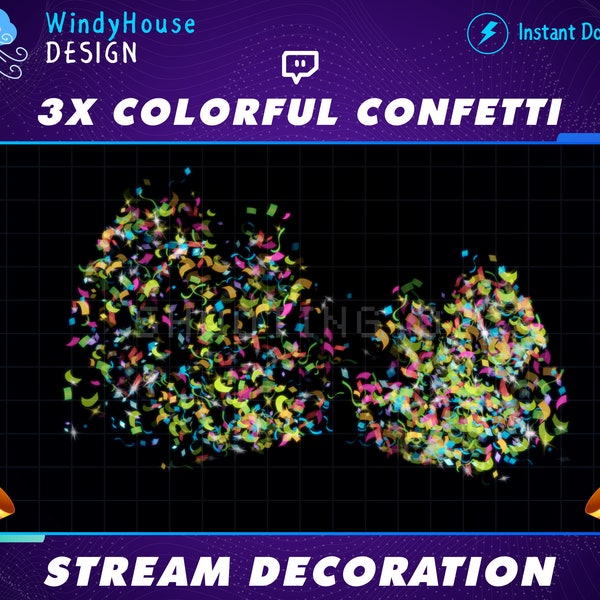 Animierte Stream Dekoration Bunte Konfetti Shooting, Confetti Falling Twitch Overlay, alles Gute zum Geburtstag, Abschlussfeier, Party feiern