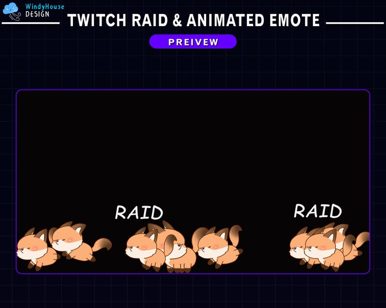 Animated Fox Running Twitch Raid Alert Pack, Cute Fox Emotes for ...