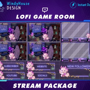 Forfait animé Cute Fox Twitch Stream, pack de superposition Twitch Cozy Room