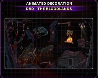 DBD Bloodlands Animated Decoration, Dead By Daylight Twitch Deco for OBS, Kick, VTuber, Discord, Tiktok Horror Twitch Red Layout