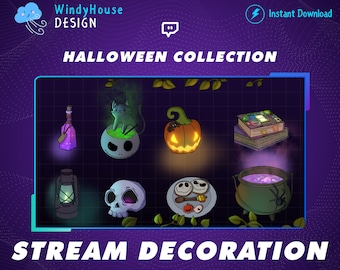 アニメーションハロウィーンコレクションストリームデコレーション、魔女、ゴースト、ハロウィーン、かわいい美学、ゴーストストリームアドオンオーバーレイ
