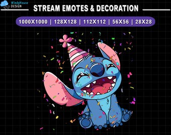 Animated Blue Alien Confetti Twitch Emote, Happy Blue Alien Stream Emote, Discord Emote, Stream Decoration