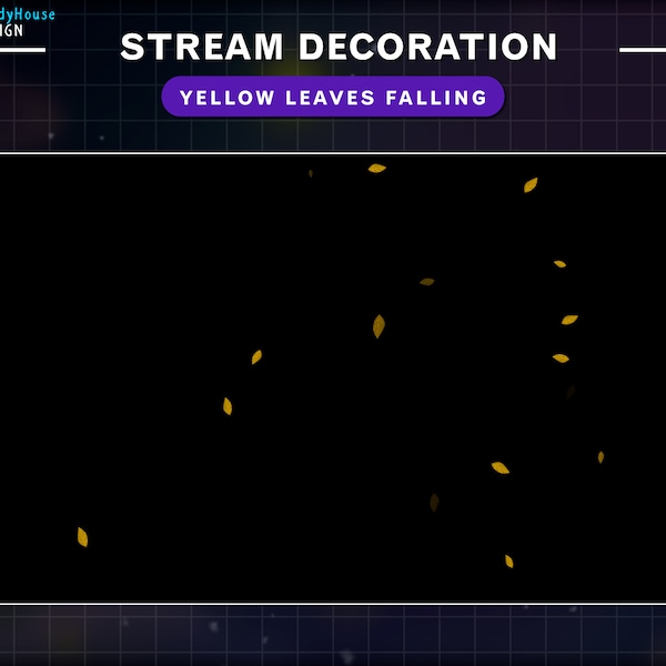 Animated Yellow Leaves Falling Stream Decoration - Autumn Fall leaves overlay /twitch overlay /Add-on your Stream