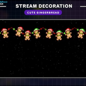 Animated Gingerbread Lights Stream Decoration, Christmas Twitch Decoration