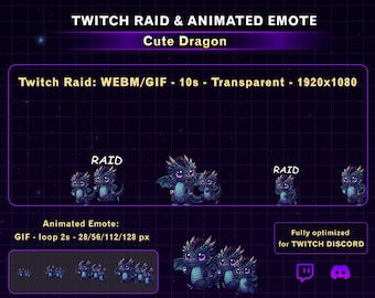 Animated Little Dragon Twitch Raid Alert, Fantasy Dragon Stream Alerts, Cute Dragon Twitch Discord Emote