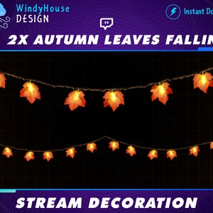2x Animated Maple leaves Lights Stream decoration - maple leaf overlay /twitch overlay /Add-on your Stream
