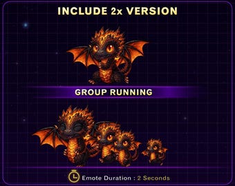 Animated Little Fire Dragon Twitch Emote, Fantasy Dragon Stream Emote for Twitch Discord