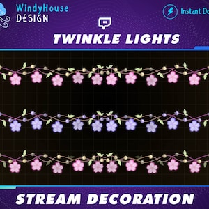 3x Animated Stream Decoration Holiday Lights String / Christmas Lights / Twitch Holiday Light / Kawaii Twitch Overlay