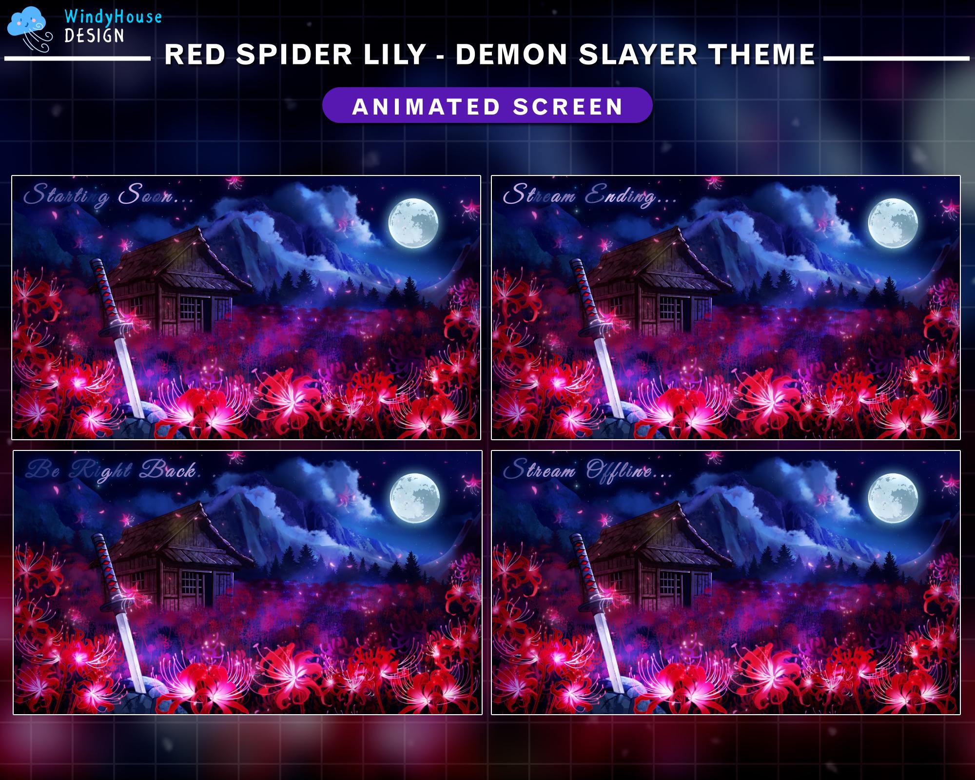 Animated Twitch Overlay Red Spider Lily Field, Demon Slayer Sword Stream  Overlay With Blood Moon, Katana, Haunted Cabin for Vtuber - Etsy