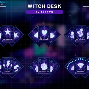 Alertas de Twitch de tarjetas Tarrot, alertas de elementos de transmisión, alertas celestiales de estética bruja, alertas de Twitch, alerta de Twitch Vtuber, alertas de transmisión