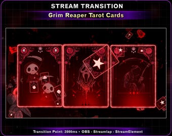 Grim Reaper Tarot Cards Stinger Transition Blood Theme, Spooky Ghost Stream Transitions for OBS Streamlabs VTuber Twitch Kick Overlays